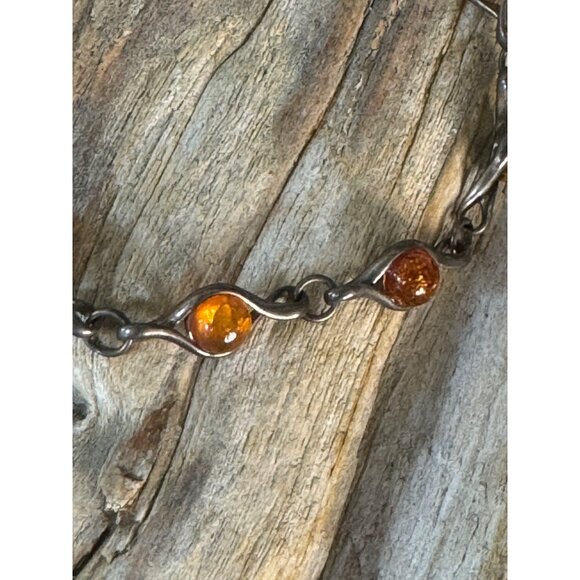Vintage Baltic Amber And Sterling Silver 925  Bracelet 8" - Picture 7 of 7